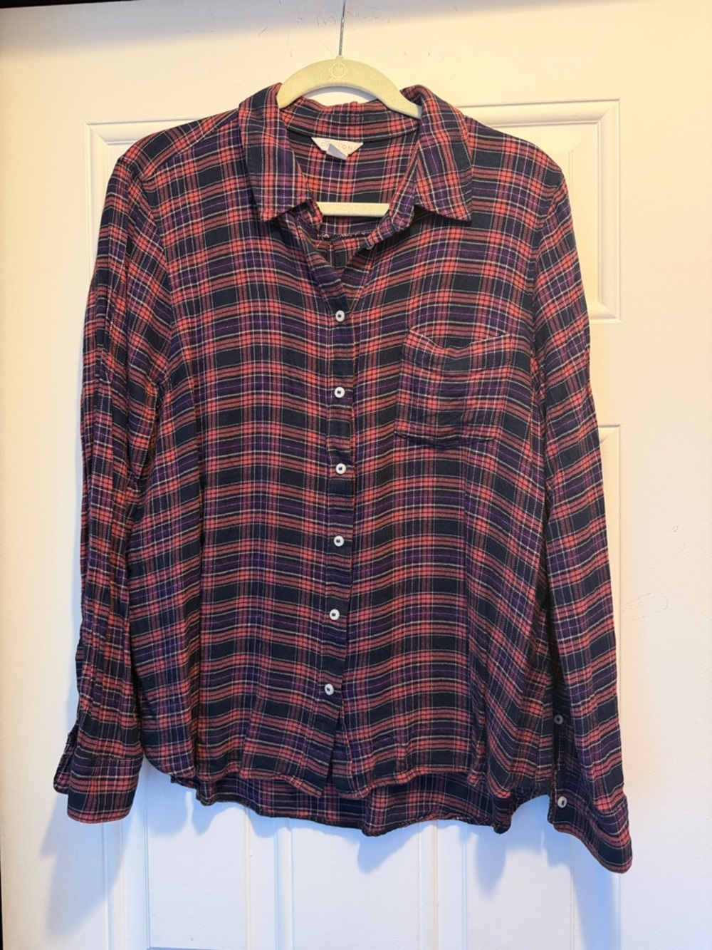 Caslon Plaid Shirt - Navy, Pink & Purple - NWOT